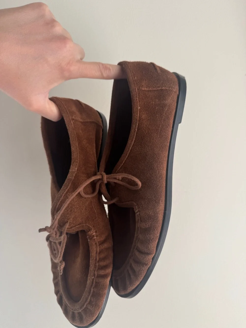 Zara Brown Suede Bow Moccasin Flats - Picture 3 of 5